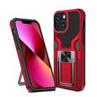 For iPhone 13 Armor 2 in 1 PC + TPU Magnetic Shockproof Case with Foldable Holder(Red) - 1