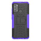 For Motorola Moto G60 Tire Texture Shockproof TPU+PC Protective Case with Holder(Purple) - 1