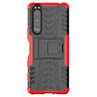 For Sony Xperia 5 III Tire Texture Shockproof TPU+PC Protective Case with Holder(Red) - 1