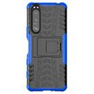 For Sony Xperia 5 III Tire Texture Shockproof TPU+PC Protective Case with Holder(Blue) - 1