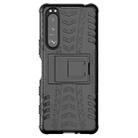 For Sony Xperia 5 III Tire Texture Shockproof TPU+PC Protective Case with Holder(Black) - 1