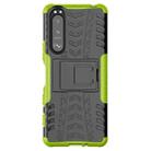 For Sony Xperia 5 III Tire Texture Shockproof TPU+PC Protective Case with Holder(Green) - 1