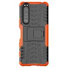 For Sony Xperia 5 III Tire Texture Shockproof TPU+PC Protective Case with Holder(Orange) - 1