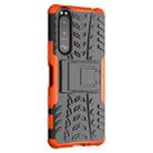 For Sony Xperia 5 III Tire Texture Shockproof TPU+PC Protective Case with Holder(Orange) - 2