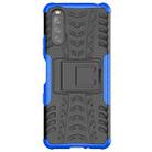 For Sony Xperia 10 III Tire Texture Shockproof TPU+PC Protective Case with Holder(Blue) - 1