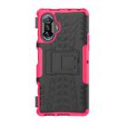 For Xiaomi Redmi K40 Gaming Tire Texture Shockproof TPU+PC Protective Case with Holder(Pink) - 1