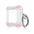 Four Corners Anti-fall Wireless Earphone Dual-color PC Protective Case with Hook For AirPods 1/2(Pink) - 1