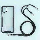 For Samsung Galaxy A12 5G Acrylic + Color TPU Shockproof Case with Neck Lanyard(Black) - 1