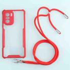 For Xiaomi Redmi K40 CN Version/K40 Pro CN Version/Mi 11i Overseas Version/Poco F3 Acrylic + Color TPU Shockproof Case with Neck Lanyard(Red) - 1