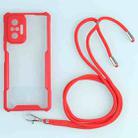 For Xiaomi Redmi Note 10 Pro Max Acrylic + Color TPU Shockproof Case with Neck Lanyard(Red) - 1