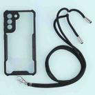 For Samsung Galaxy S21 FE Acrylic + Color TPU Shockproof Case with Neck Lanyard(Black) - 1