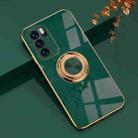 For OPPO Reno6 6D Electroplating Full Coverage Silicone Protective Case with Magnetic Ring Holder(Green) - 1