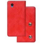 For Alcatel 1 2021 Cloth Texture Retro Horizontal Flip PU Leather Shockproof Case with Holder & Card Slot(Red) - 2