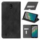 For Nokia C01 Plus Cloth Texture Retro Horizontal Flip PU Leather Shockproof Case with Holder & Card Slot(Black) - 1