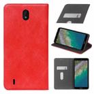 For Nokia C01 Plus Cloth Texture Retro Horizontal Flip PU Leather Shockproof Case with Holder & Card Slot(Red) - 1