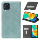 For Samsung Galaxy M32 Cloth Texture Retro Horizontal Flip PU Leather Shockproof Case with Holder & Card Slot(Blue) - 1