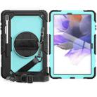 For Samsung Galaxy Tab S7 FE 12.4 inch 2021 SM-T730 / SM-T736B Shockproof Colorful Silicone + PC Protective Case with Holder & Shoulder Strap & Hand Strap & Pen Slot(Sky Blue PC+Black) - 1