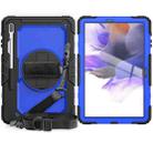 For Samsung Galaxy Tab S7 FE 12.4 inch 2021 SM-T730 / SM-T736B Shockproof Colorful Silicone + PC Protective Case with Holder & Shoulder Strap & Hand Strap & Pen Slot(Blue PC+Black) - 1