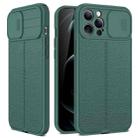 For iPhone 11 Litchi Texture Sliding Camshield TPU Protective Case (Dark Green) - 1