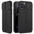 For iPhone 12 mini Litchi Texture Sliding Camshield TPU Protective Case (Black) - 1