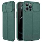 For iPhone 12 mini Litchi Texture Sliding Camshield TPU Protective Case (Dark Green) - 1