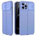 For iPhone 12 Litchi Texture Sliding Camshield TPU Protective Case(Light Purple) - 1