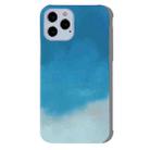 For iPhone 12 / 12 Pro Ink Painting Pattern PC Protective Case(Navy Blue) - 1