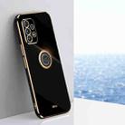 For Samsung Galaxy A52 5G XINLI Straight 6D Plating Gold Edge TPU Shockproof Case with Ring Holder(Black) - 1