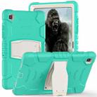 For Samsung Galaxy Tab A7 T500 3-Layer Protection Screen Frame + PC + Silicone Shockproof Combination Case with Holder(Mint Green) - 1