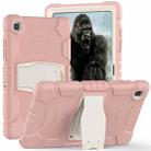 For Samsung Galaxy Tab A7 T500 3-Layer Protection Screen Frame + PC + Silicone Shockproof Combination Case with Holder(Cherry Blossoms Pink) - 1