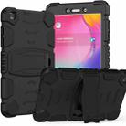 For Samsung Galaxy Tab A8.0 2019 T290 3-Layer Protection Screen Frame + PC + Silicone Shockproof Combination Case with Holder(Black+Black) - 1