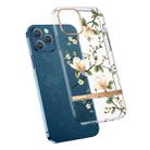 For iPhone 12 / 12 Pro High Translucent Electroplating Flower Pattern TPU + PC Shockproof Case(Magnolia) - 1