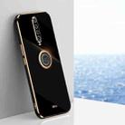 For Xiaomi Redmi K30 XINLI Straight 6D Plating Gold Edge TPU Shockproof Case with Ring Holder(Black) - 1