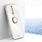 For Xiaomi Redmi K30 XINLI Straight 6D Plating Gold Edge TPU Shockproof Case with Ring Holder(White) - 1