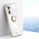 For Xiaomi Redmi K40 XINLI Straight 6D Plating Gold Edge TPU Shockproof Case with Ring Holder(White) - 1