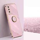 For Xiaomi Redmi Note 9 4G XINLI Straight Edge 6D Electroplate TPU Phone Case with Ring Holder(Cherry Purple) - 1