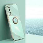 For Xiaomi Redmi Note 9 4G XINLI Straight 6D Plating Gold Edge TPU Shockproof Case with Ring Holder(Mint Green) - 1