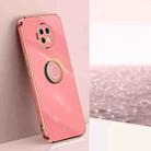 For Xiaomi Redmi Note 9 5G XINLI Straight 6D Plating Gold Edge TPU Shockproof Case with Ring Holder(Hawthorn Red) - 1