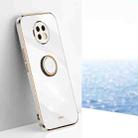 For Xiaomi Redmi Note 9 5G XINLI Straight 6D Plating Gold Edge TPU Shockproof Case with Ring Holder(White) - 1