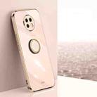 For Xiaomi Redmi Note 9 5G XINLI Straight 6D Plating Gold Edge TPU Shockproof Case with Ring Holder(Pink) - 1