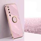 For Xiaomi Mi 10 5G XINLI Straight 6D Plating Gold Edge TPU Shockproof Case with Ring Holder(Cherry Purple) - 1