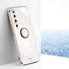For Xiaomi Mi 10 5G XINLI Straight 6D Plating Gold Edge TPU Shockproof Case with Ring Holder(White) - 1