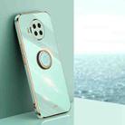 For Xiaomi Mi 10T Lite 5G XINLI Straight 6D Plating Gold Edge TPU Shockproof Case with Ring Holder(Mint Green) - 1