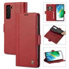 For Samsung Galaxy S21 5G LC.IMEEKE Magnetic Buckle PU + TPU Horizontal Flip Leather Case with Holder & Card Slots & Wallet(Red) - 1