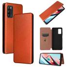 For Blackview A100 Carbon Fiber Texture Horizontal Flip TPU + PC + PU Leather Case with Card Slot(Brown) - 1