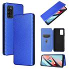 For Blackview A100 Carbon Fiber Texture Horizontal Flip TPU + PC + PU Leather Case with Card Slot(Blue) - 1