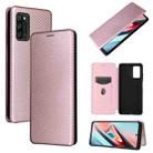 For Blackview A100 Carbon Fiber Texture Horizontal Flip TPU + PC + PU Leather Case with Card Slot(Pink) - 1