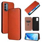 For OnePlus Nord N200 5G Carbon Fiber Texture Horizontal Flip TPU + PC + PU Leather Case with Card Slot(Brown) - 1