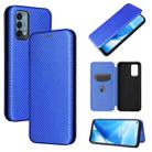 For OnePlus Nord N200 5G Carbon Fiber Texture Horizontal Flip TPU + PC + PU Leather Case with Card Slot(Blue) - 1