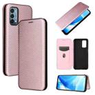 For OnePlus Nord N200 5G Carbon Fiber Texture Horizontal Flip TPU + PC + PU Leather Case with Card Slot(Pink) - 1